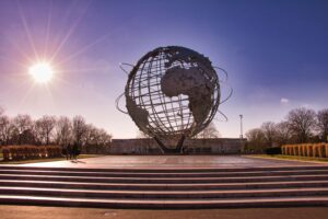 Image of the unisphere in Flushing Meadows–Corona Park in Queens, NY